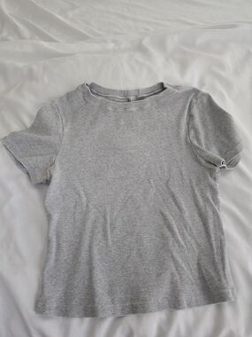 SKIMS Short-Sleeve Ribbed Tee - Light Gray